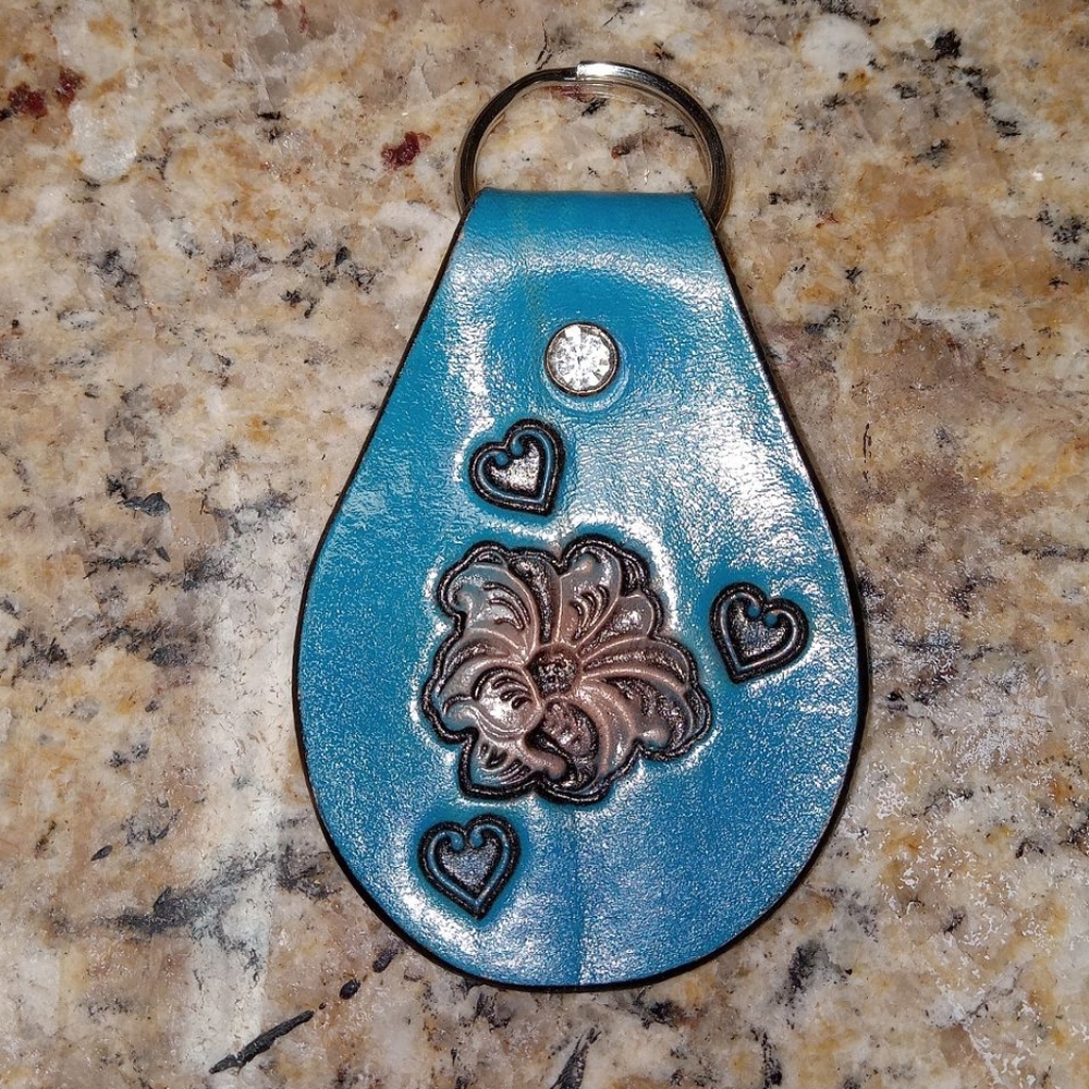 Handcrafted Leather Lily Keychain